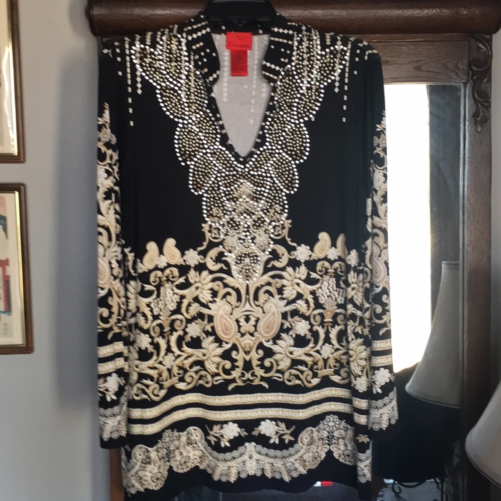 Black embellished V Cristina tunic